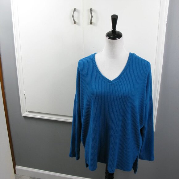 Time and Tru Turquoise Soft Ribbed Long Sleeve Tunic Size Large - Picture 3 of 6
